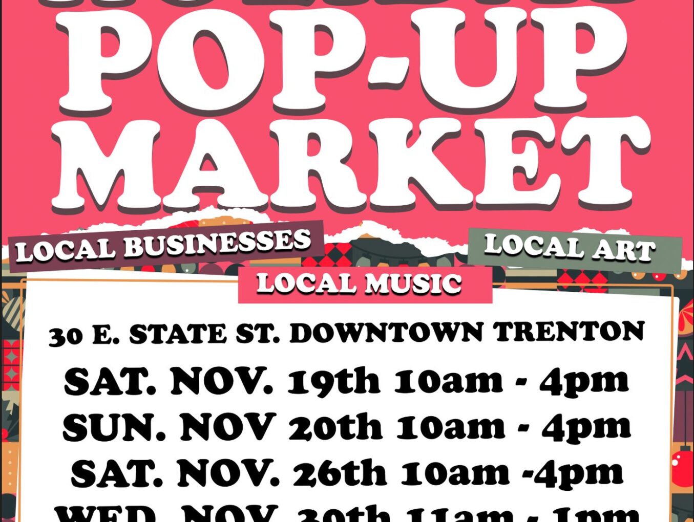 Holiday Pop-Up Market Announced for Downtown Trenton