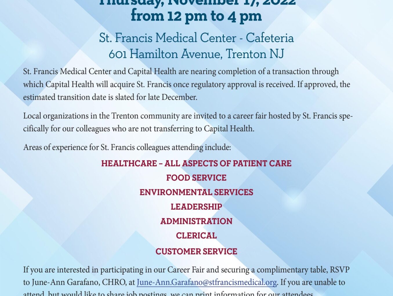 St. Francis Medical Center Recruiting Businesses for Upcoming Career Fair