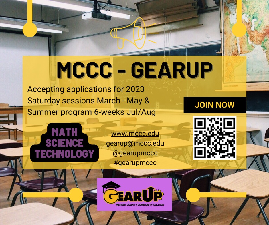 Mercer County Community College’s Gear Up Program Now Accepting Applications