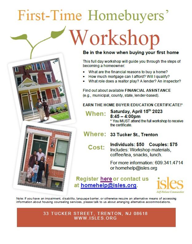 Isles Announces First-Time Homebuyers Workshop