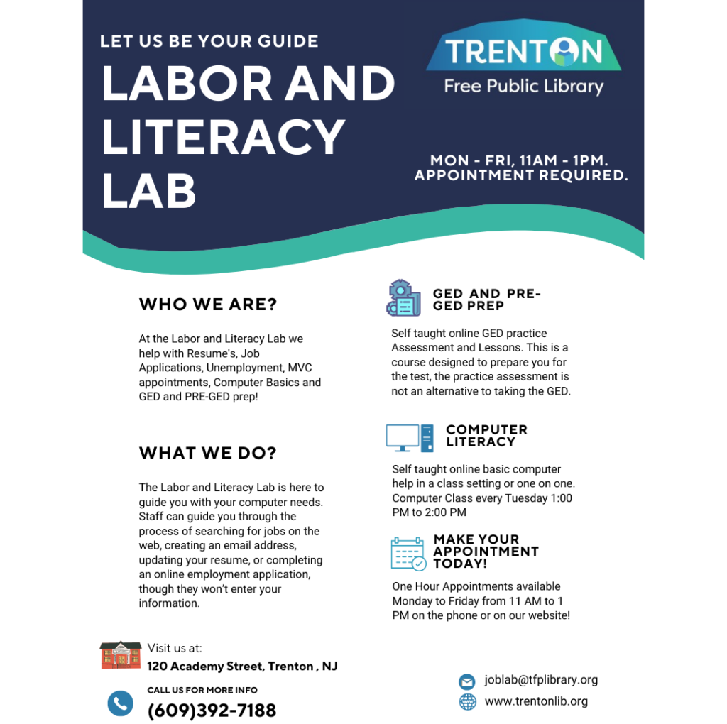 Seize the Day at Trenton Public Library’s Labor and Literacy Lab