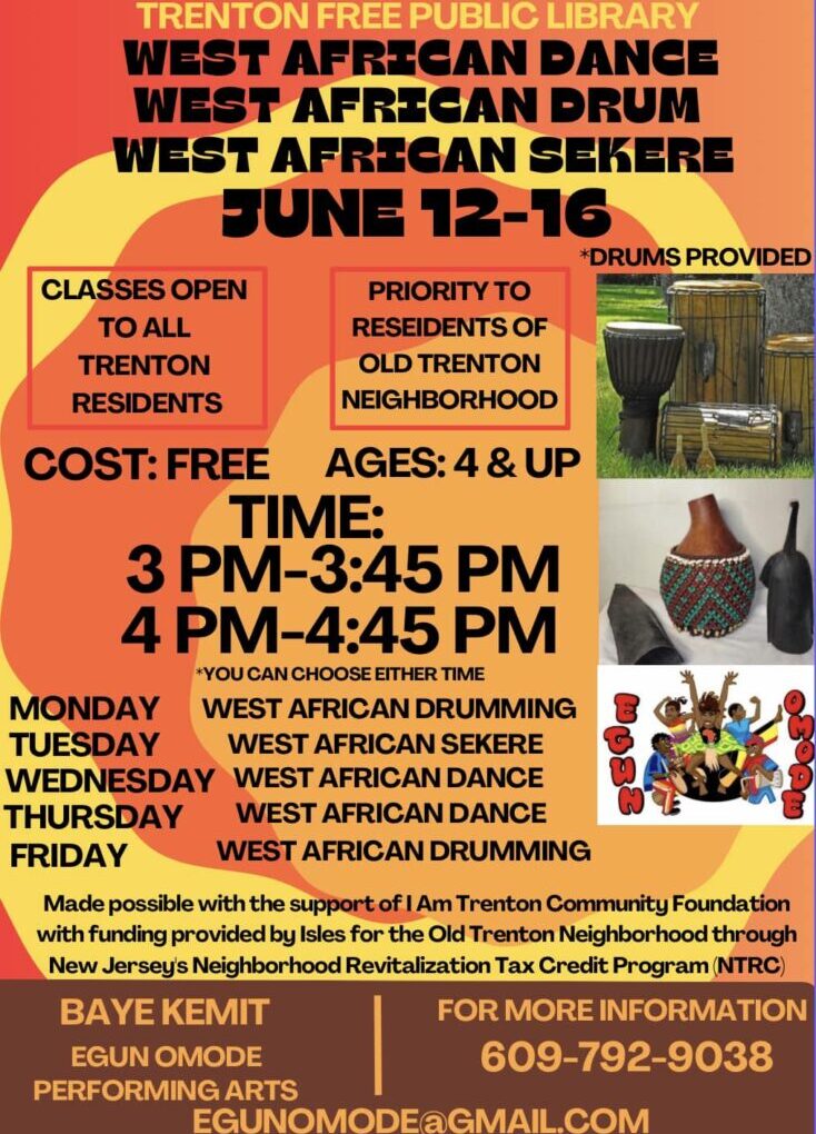 Learn West African Drum and Dance at the Trenton Public Library