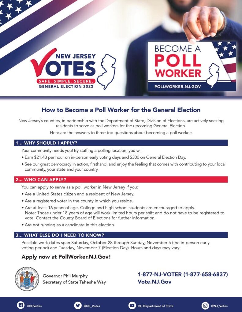 New Jersey Poll Workers Now Needed