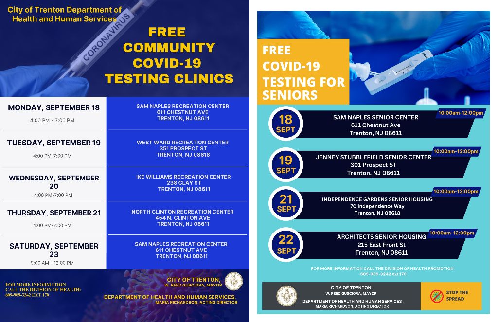 City of Trenton to Host Free COVID Testing Clinics
