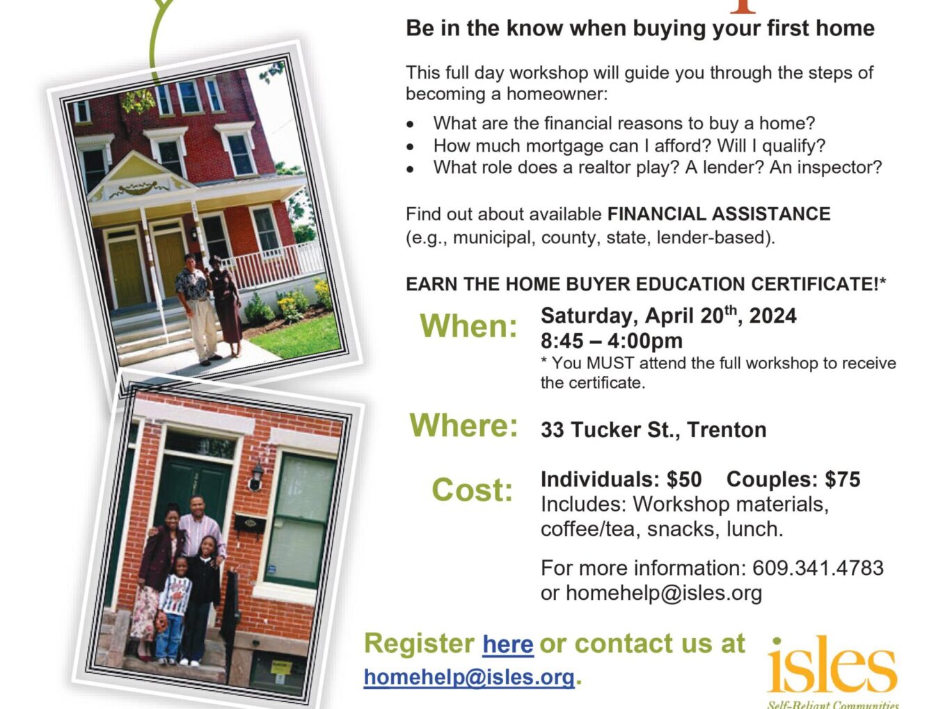 Isles to Host Upcoming First Time Homebuyers Workshop