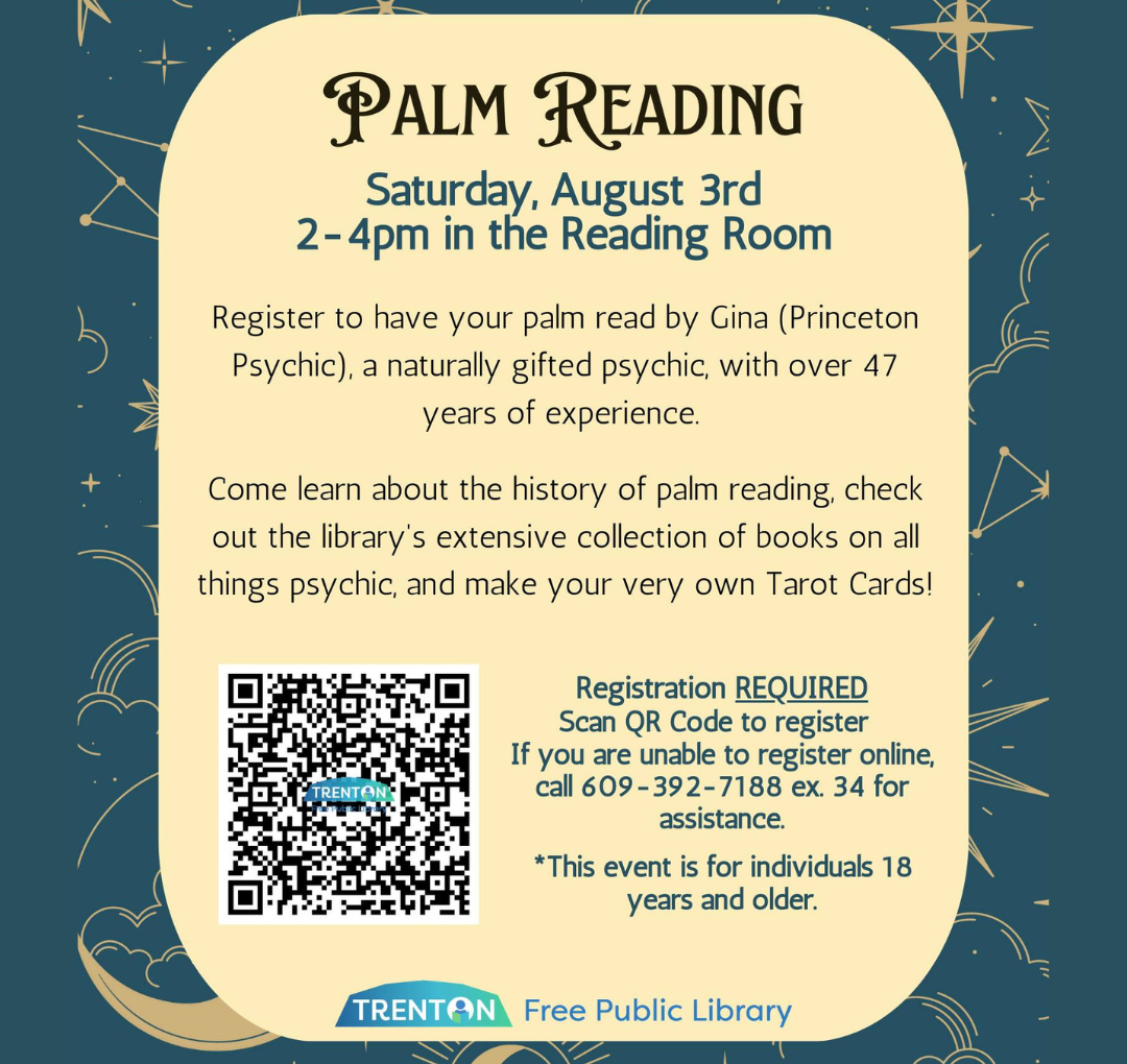 Palm Reading and DIY Tarot Card Workshop Announced at Trenton Free Public Library